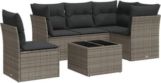 vidaXL Vidaxl - Set De Muebles De Jard&iacute;n 6 Pzas Y Cojines Rat&aacute;n Sint&eacute;tico Gris