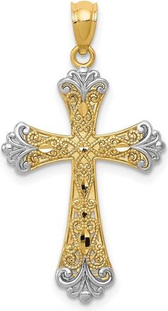 Diamond2Deal 14k Yellow Gold Rhodium Reversible Cross Pendant
