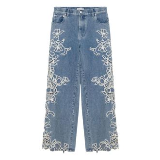 SIMKHAI Porter Geborduurde Jeans - Dames - Jeans - Blauw - Maat: W28 Katoen