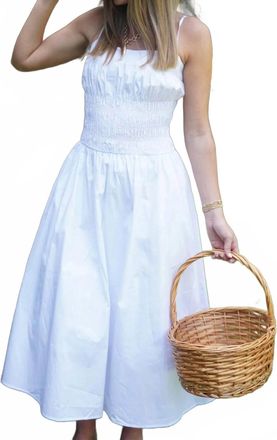 HYFVE Smocked Midi Dress In White