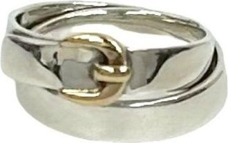 Herm&egrave;s Gold Silver Gold (18K) Silver 925 Band Ring (Pre-Owned)
