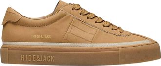 Hide & Jack Brown Retro Croco-Print Leather Low-Top Sneakers