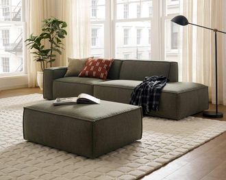 Castlery Jonathan Side Chaise Sofa Right Facing with Ottoman, Performance Twill Moss, Modular, Low-Profile for Castlery