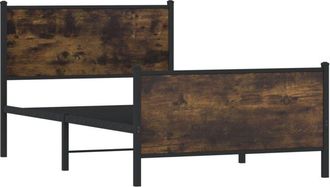vidaXL Estructura de cama sin colchón metal roble ahumado 100x200 cm Vidaxl