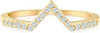 Pompeii3 Diamond Curved V Shape Wedding Ring Womens Stackable Wedding Band Yellow Gold