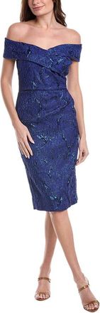 Teri Jon by Rickie Freeman Metallic Jacquard Portrait Side Ruched Dress