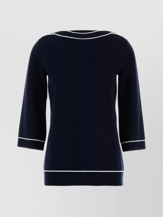 Gucci oversize wool sweater with contrast trim and button detail