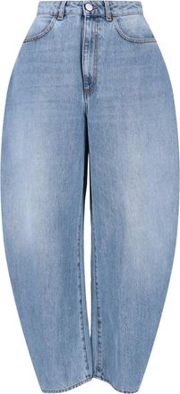 R&oacute;he Blue Rounded Wide-Leg Cotton Jeans
