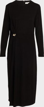 Vince Long-Sleeve Draped Midi Dress