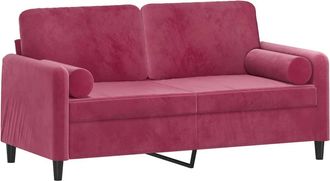vidaXL Sof&aacute; De 2 Plazas Con Cojines Terciopelo Rojo Tinto 140 Cm Vidaxl