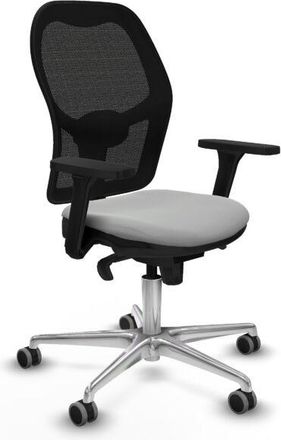 Piqueras y Crespo Piqueras Y Crespo - Jorquera Sincro Malla Negra Similpiel Gris Claro Brazos 3d Base Aluminio Ruedas 65mm Engomada