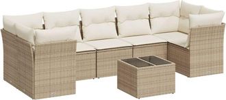 vidaXL Vidaxl - Juego De Sof&aacute;s De Jard&iacute;n Con Cojines Beige 8 Pzas Rat&aacute;n Pe
