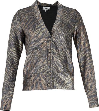 Ganni Ganni Lurex Jersey Cardigan in Animal Print Polyester
