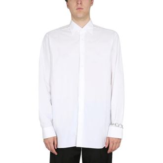 Raf Simons Casual Shirts, male, White, Size: L Classic Shirt with Net Insert