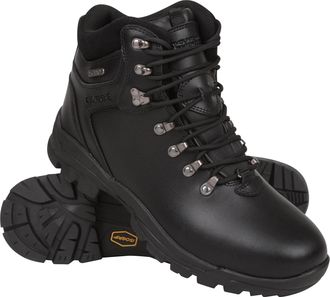 Mountain Warehouse Latitude II Extreme Mens Leather Boots Waterproof Hiking Shoes Black - Size UK 11.5