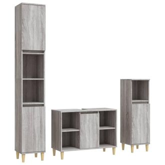 Berkfield Home 3 Piece Bathroom Furniture Set Grey Sonoma Engineered Wood