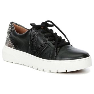 Vionic Abyss Simasa Leather Womens Lace Up Trainers - Black - Size:UK 7.5