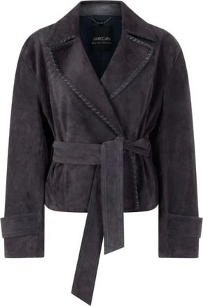 Marc Cain Echtlederen Jas Rethink Together - Dames - Jassen - Grijs - Maat: M Leer