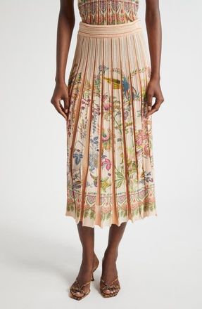 Etro Pleated Floral Midi Sweater Skirt in Pink at Nordstrom, Size 10 Us