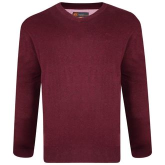 KAM V-Neck LS Knit (Kbs55) In Wine In 4XL