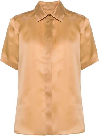 Max Mara short-sleeve silk shirt - women - Silk - 44 - Gold