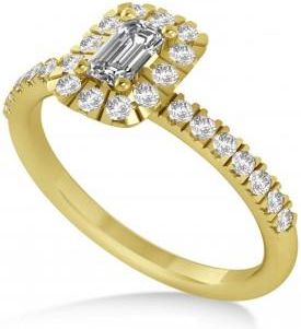 Allurez Emerald Lab Grown Diamond Halo Engagement Ring 14k Yellow Gold (0.68ct)
