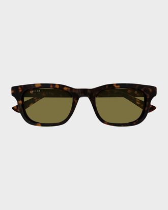 Gucci Men & apos;s Logo Plaque Nylon Rectangle Sunglasses