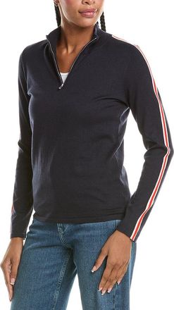 N.Peal N.Peal Stripe Sleeve Half Zip Cashmere-Blend Pullover