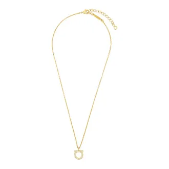 Ferragamo Accessoires, Dames, Grijs, ONE Size, Gancini Charm Metalen Ketting