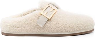 Fendi Feel Mules - Womens - Rubber/Lamb Fur/Sheep Skin/Shearling