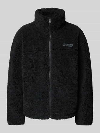 Review Teddyfell Jacke mit Stehkragen und Label-Detail in Black, Gr&ouml;&szlig;e L