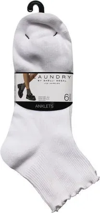 Shelli Segal 6-Pack Lettuce Edge Quarter Length Socks in White at Nordstrom Rack