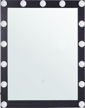 Beliani Beliani - Espejo De Pared Iluminaci&oacute;n Led Negro 50 X 60 Cm Tocador Glamuroso Odenas