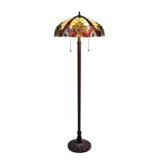 Chloe Lighting ADIA Tiffany-Style Dark Bronze 2-Light Victorian Floor Lamp 18 Shade