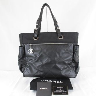Chanel Black Pvc Canvas Pouch Tote Bag (Pre-Owned)