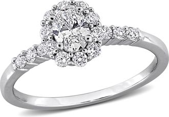 Mimi & Max Created Forever 3/4ct TDW Lab-Grown Diamond Halo Engagement Ring Sterling Silver