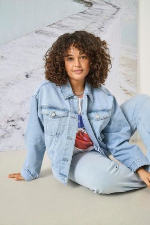Only Carmakoma Jeansjacke ONLY CARMAKOMA CARROBYN L/S DNM JACKET TAI, Damen, Gr. 44, blau (light blau denim), Denim/Jeans, Obermaterial: 100% Baumwolle, unifarben, J