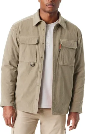 G.H. Bass & Co. Bass Outdoor Shacket Mens Beige Corduroy Quilted Lined Relaxed Fit FTS295