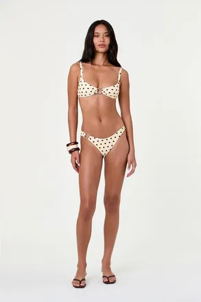 Nicholas Malie Bikini Ring Top in Lemon Polka Dot at Nordstrom, Size X-Small
