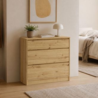 Dmora C&oacute;moda Laleda, 3 Cajones, Apertura Y Cierre Deslizantes, 99x40x93h Cm, Roble Marr&oacute;n
