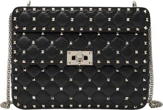 Valentino Garavani Rockstud Spike Medium Shoulder Bag - Dames - Schoudertassen - Zwart - ONE Size - Leer - Tassen