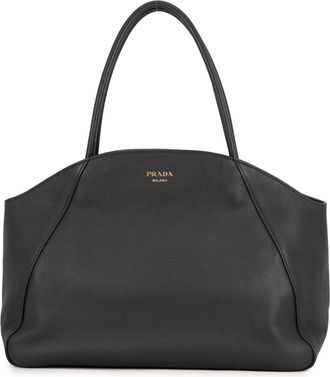 Prada Black Leather Handbag Tote Bag (Pre-Owned)