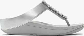 FitFlop Fitflop Fino Pearls And Crystal Womens Toe-post Sandals Silver - Size UK 3