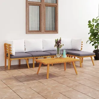 vidaXL Muebles De Jard&iacute;n 6 Piezas Con Cojines Madera Maciza De Acacia Vidaxl
