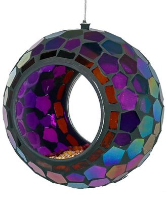 Sunnydaze Hanging Bird Feeder Outdoor Round Glass Mosaic