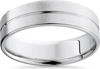 Pompeii3 Mens 14K White Gold Flat Comfort Fit Wedding Ring Band Size Selectable