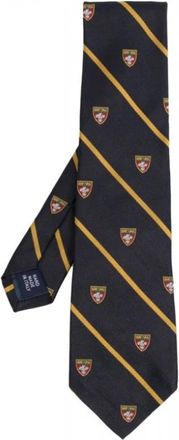 Ralph Lauren Accessoires, Heren, Blauw, ONE Size, Gestreept Zijden Smalle Club Das