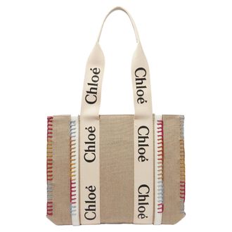 Chlo&eacute; Chlo&eacute; Womens Woody Medium Tote Bag - Beige Wool - One Size