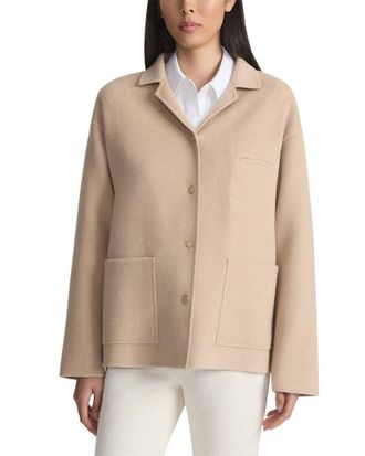 Lafayette 148 New York Plus Wing Collar Chore Wool & Cashmere-Blend Jacket