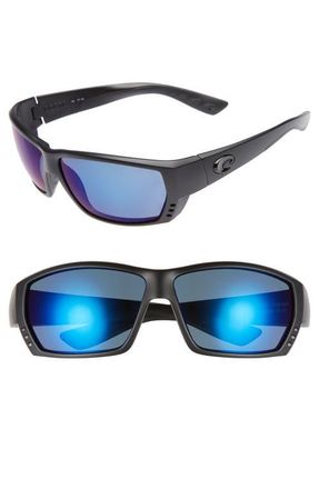 Costa Tuna Alley 60mm Polarized Sunglasses in Blackout/Blue Mirror at Nordstrom